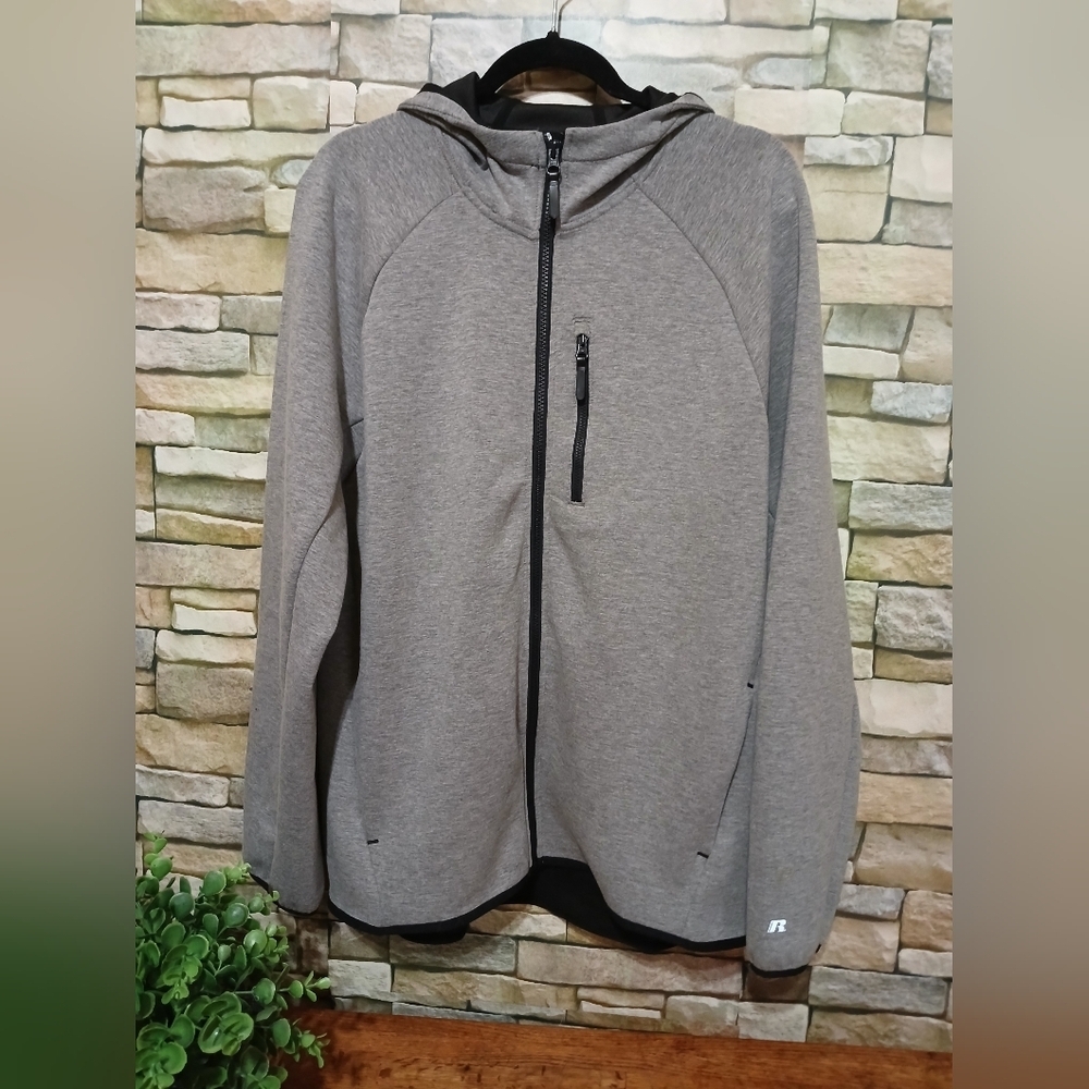 Russell Athletic Black‎ Fusion Knit Zip Hoodie Jacket Athletic Sporty